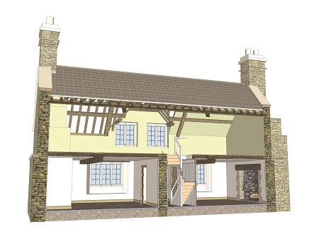 Cross section of a 17th century cottage