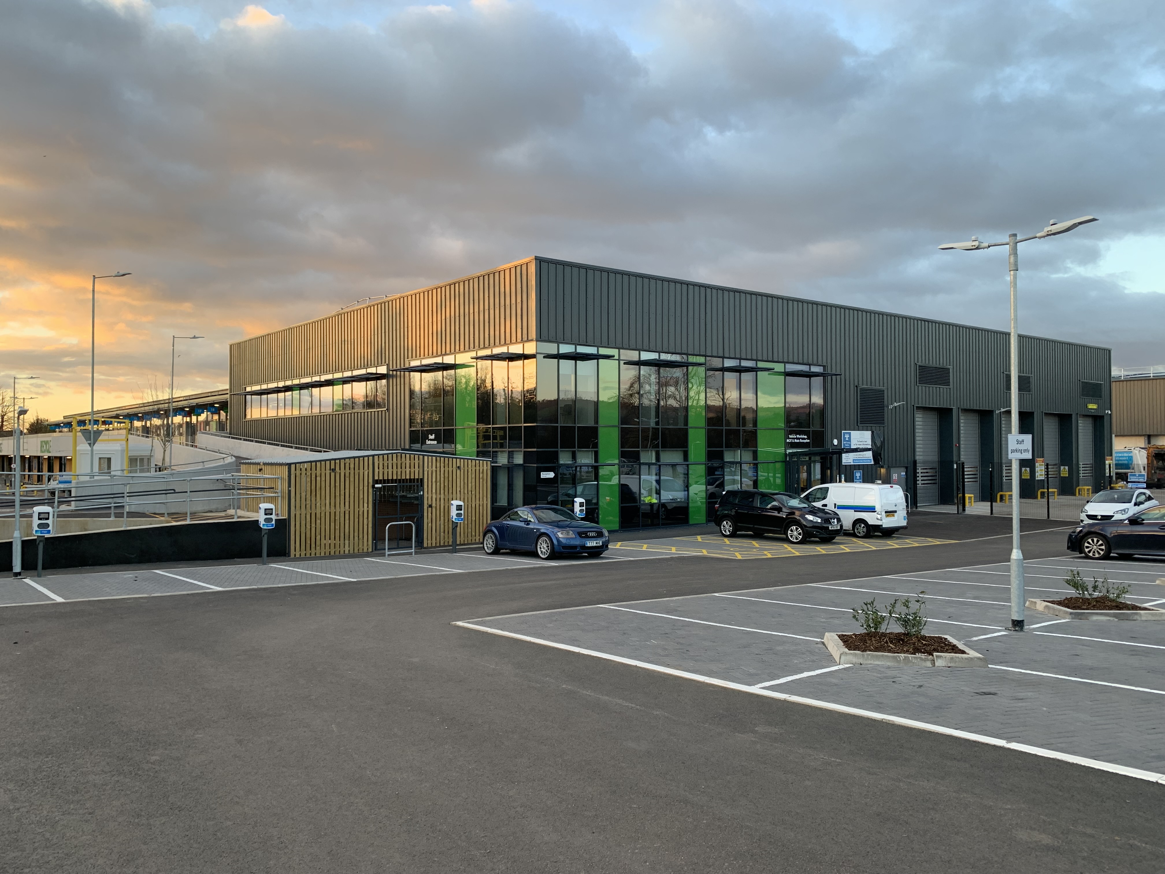 A picture of the office buildings at the Keynsham Recycling Hub