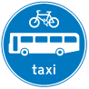 Buses, bikes and taxi route only sign