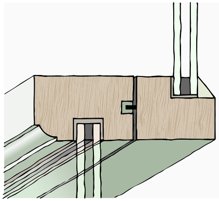 
Section drawing of slim profile double glazing