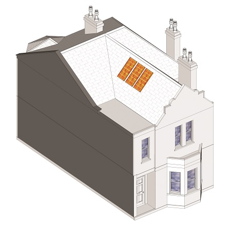 Image showing solar photovoltaic panels on a house roof for generating electricity