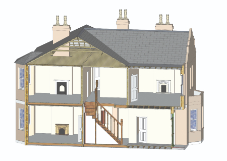 Cross section of a Victorian or Edwardian house