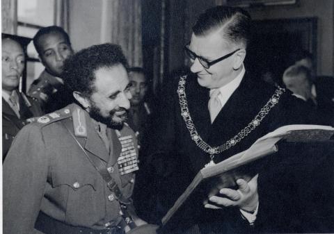 Emperor Haile Selassie and the Mayor of Bath, Cllr. Gallop