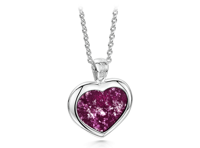 silver and purple heart pendant