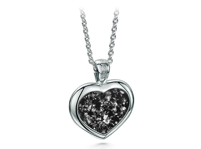 white gold and black heart pendant