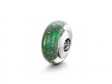 silver and green charm bead