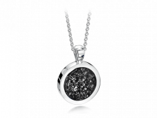 silver and black round pendant