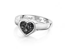 White Gold and black heart ring